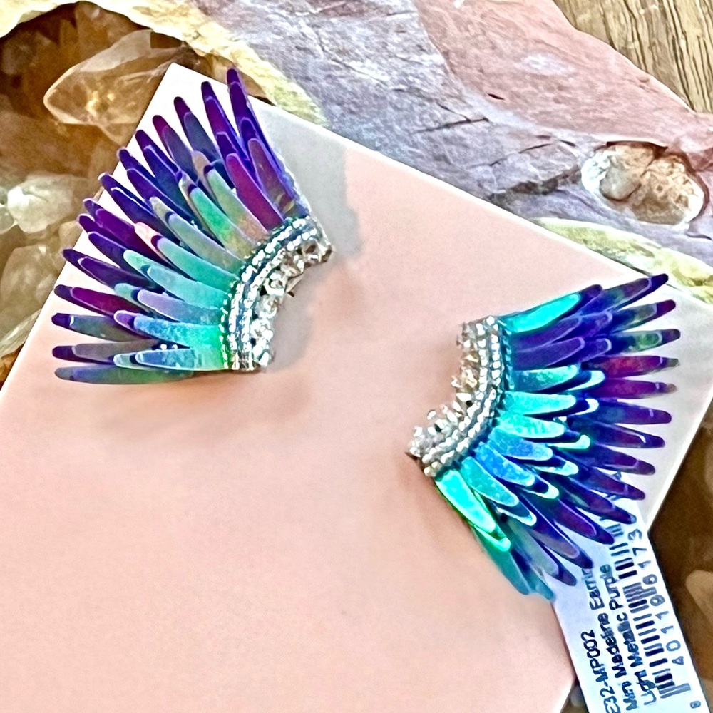 NWT Mignonne Gavigan Mini Madeline Earrings Light Metallic Purple - Picture 6 of 15
